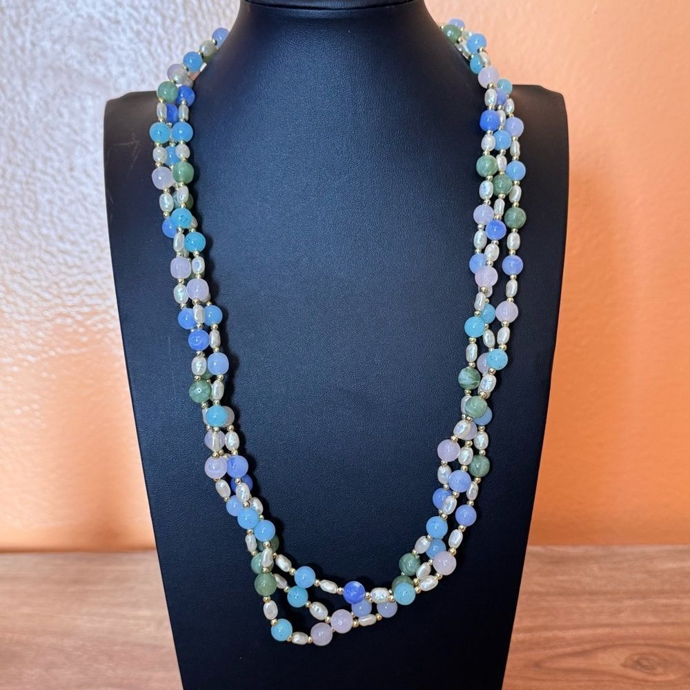Vintage Multi-strand Pastels Acrylic Necklace Statement Chunky 80s 90s